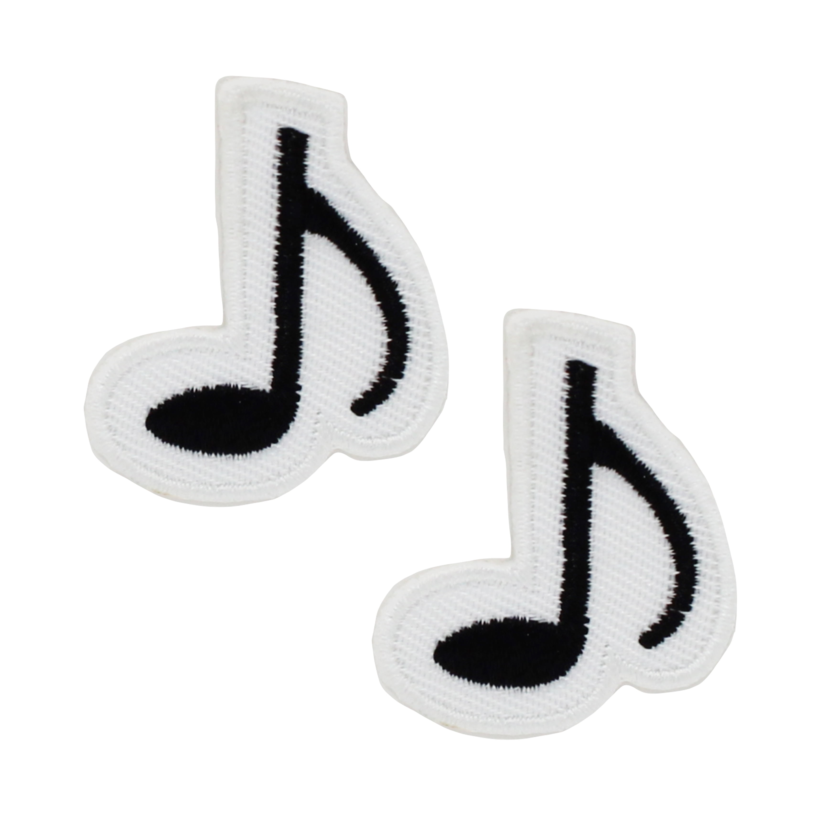 (3 pack) Gwen Studios Embroidered Black Music Note Iron-on Patch Appliques, 1.2" x 1.5", 2CT