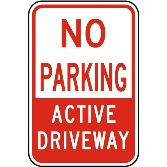 Vinyl Stickers - No Parking Active Driveway Sign P1 - Safety and Warning Warehouse Signs Stickers - 3.5" x 5" - 3 Pack
