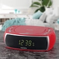thumbnail image 2 of Restored Jensen JCR-322R Modern Home CD Tabletop Stereo Clock Digital Display AM/FM Radio CD Player Dual Alarm Clock (Red)- (Refurbished), 2 of 5