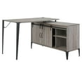 thumbnail image 4 of Modern Grey Oak Desk With Sliding Door And Cord Management, Space Black Writing Table Barn Door, Office Look, 4 of 4