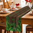 thumbnail image 5 of Tropical Leaves Table Runner 90 Inches, Summer Botanical Monstera Leaf Wooden Brown Bed Runner Dresser Scarves Tabletop for Indoor Outdoor Parties/Ceremony/Banquet, 13" x 90", 5 of 9