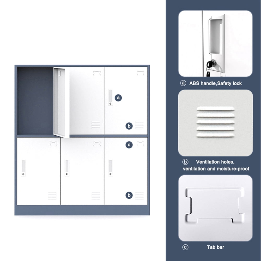 Kepooman 6-Door Metal Storage Cabinet, Locker Organizer for School & Home Storage Locker Organizer, Grey & White Kepooman 6-Door Metal Storage Cabinet, Locker Organizer for School & Home Storage Locker Organizer, Grey & White