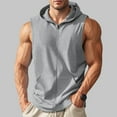 thumbnail image 2 of ZCFZJW Men's Workout Hooded Tank Tops Lightweight Full Zip Up Sleeveless Gym Shirts Muscle Cut Off T Shirt Bodybuilding Hoodies Gray XXL, 2 of 8