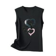 thumbnail image 5 of Jewelreauty Women Crew Neck Tank Tops Casual Sleeveless Cute Heart Print T-Shirts Summer Loose Lightweight Tee (M, E Black), 5 of 5