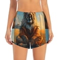 thumbnail image 2 of Gukieu Prairie Meditating Lion Print Women's Sports Shorts with Drawstring Elastic Waistband for Running, Yoga, Fitness-Large, 2 of 7