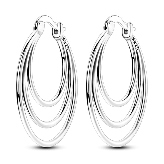 NARMO Original 925 Sterling Silver Three-layer Elliptical Line Hoop Earrings for Women Jewelry Making