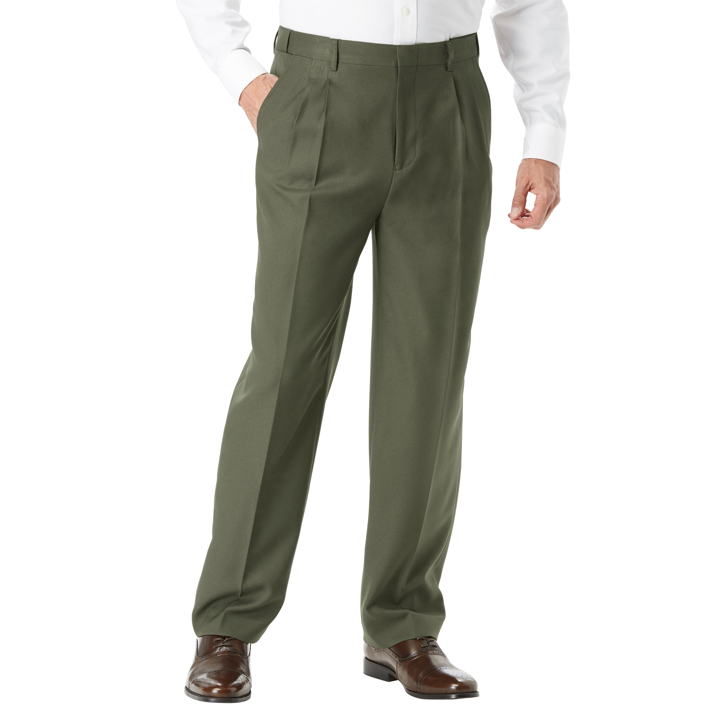 KingSize Mens Big /& Tall Easy-Care Signature Fit Expandable Waist Pleat Front Dress Pants
