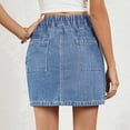 thumbnail image 5 of Skirts for Women Trendy Y2k Cargo Denim Mini Skirt High Waisted Stretchy Jean Shorts Denim Blue S, 5 of 7