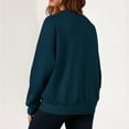 thumbnail image 5 of Loopsun Womens Winter Tops, Sweatshirts for Women, Women's Fashion Casual Solid Color Loose Long Sleeve V Neck Sweatshirt Top Navy, M, 5 of 5