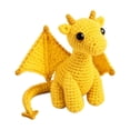 thumbnail image 2 of Dragon Stuffed Animal, Crochet Stuffed Animal, Winged Dragon, Handmade Plushie, 6X3 Inch Small Yellow Mythical Crochet Figure Includes Matching Decorative Card, Soft Textured, 2 of 6