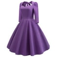 thumbnail image 4 of "Clearance 2022!" Olyvenn Womens Rosette Backless Retro High Waist Makings Dress Tops Casual Skinny Slim Women's Solid Color Long Sleeve V-Neck Purple L, 4 of 8