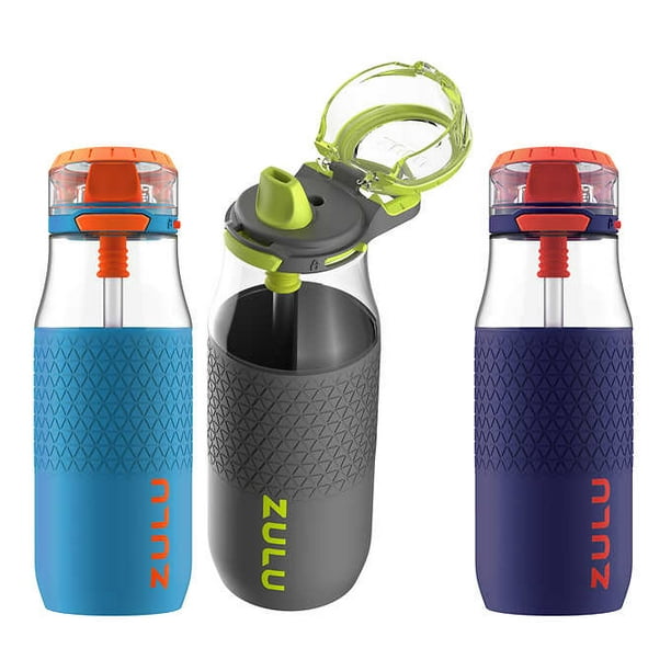 ZULU Studio Tritan Water Bottles with Silicone Grip, Leak Proof