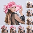 thumbnail image 1 of haizhen Tea Party Hats for Women Kentucky Derby Hats for Women Wedding Organza Church Hat Bridal Wedding Wide Brim Dress Hat Bonnets Summer Sun Caps White One Size, 1 of 1