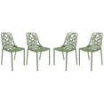 thumbnail image 5 of LeisureMod Stackable Dining Chair in Aluminum with Stackable and Floral Cutout Design Indoor Outdoor Use No Assembly for Modern Home, Kitchen, Patio Devon Collection in Khaki Green Set of 4, 5 of 11