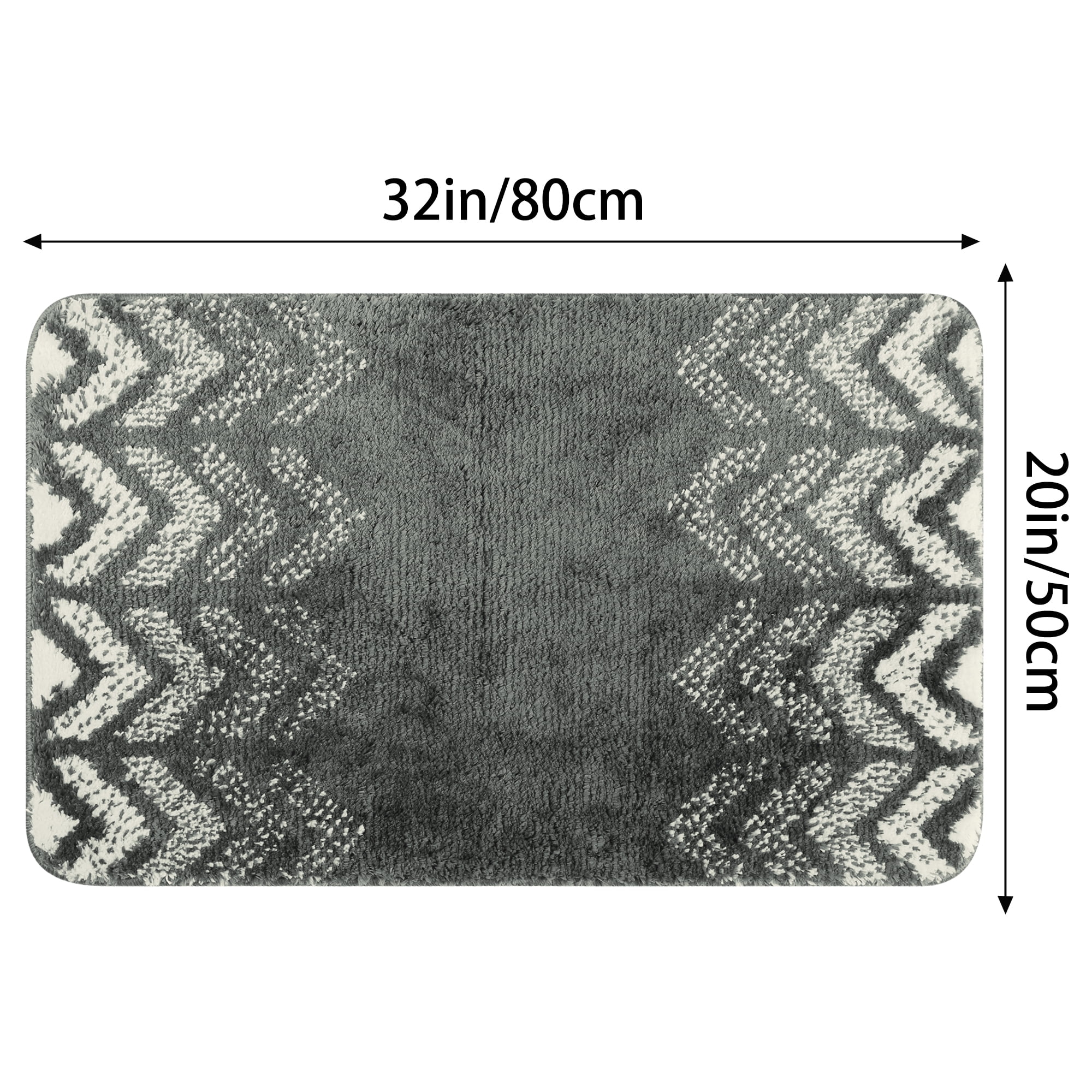 Unique Bargains 2 Pcs Geometric Patterns Bathroom Mats Absorbent Non-Slip Bath Rugs Dark Grey/Grey 20" x 32"