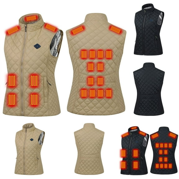 FUZHIQ Heated Vest for Women Men with Battery Pack Unisex Winter Warm Heating Vest with Heat Zones Windproof Waterproof Heating Jackets for Outdoor Cycling Fishing Skiing