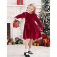 thumbnail image 6 of IDOPIP Toddler Baby Girls Velvet Tutu Dress Ruffle Long Sleeve Princess Pageant Party Wedding Dresses Fall Winter Clothes Infant Kids Birthday Holiday Playwear Dresses Outfits, 6 of 9