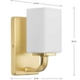 thumbnail image 6 of Cowan Collection One-Light Modern Satin Brass Etched Opal Glass Bath Vanity Light, 6 of 6