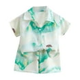 thumbnail image 2 of Spazoro Toddler Kids Boys Girls Outfit Shirts Sets, 2-Piece Printed Summer 2025 Short Sleeve Casual Shorts Set Mint Green Size 1-2T, 2 of 3