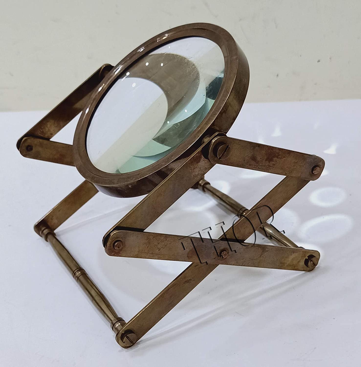 Desktop Vintage Style Antique Brass Adjustable Magnifying Glass Nautical Table Decor