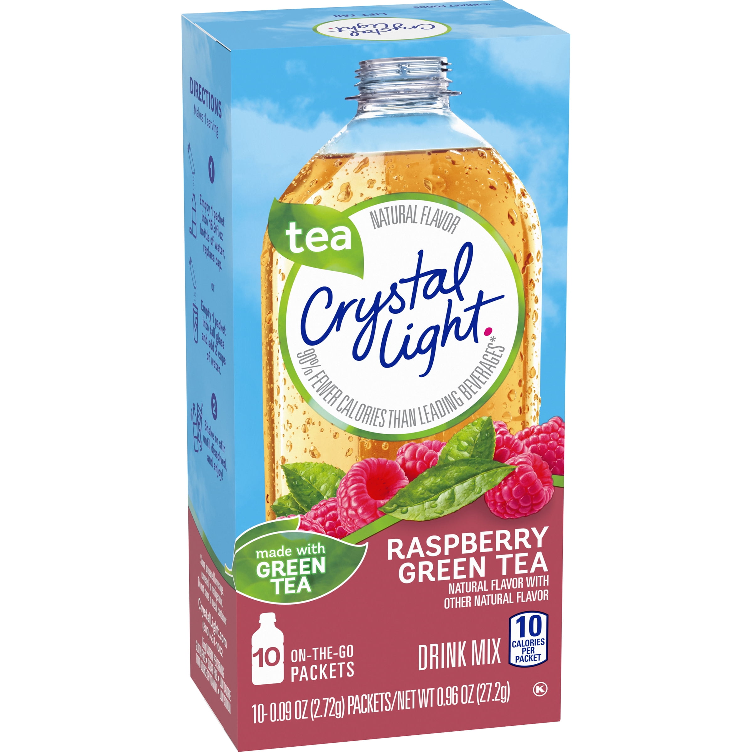 Crystal Light Raspberry Green Tea OnTheGo Powdered Drink Mix, 10 ct