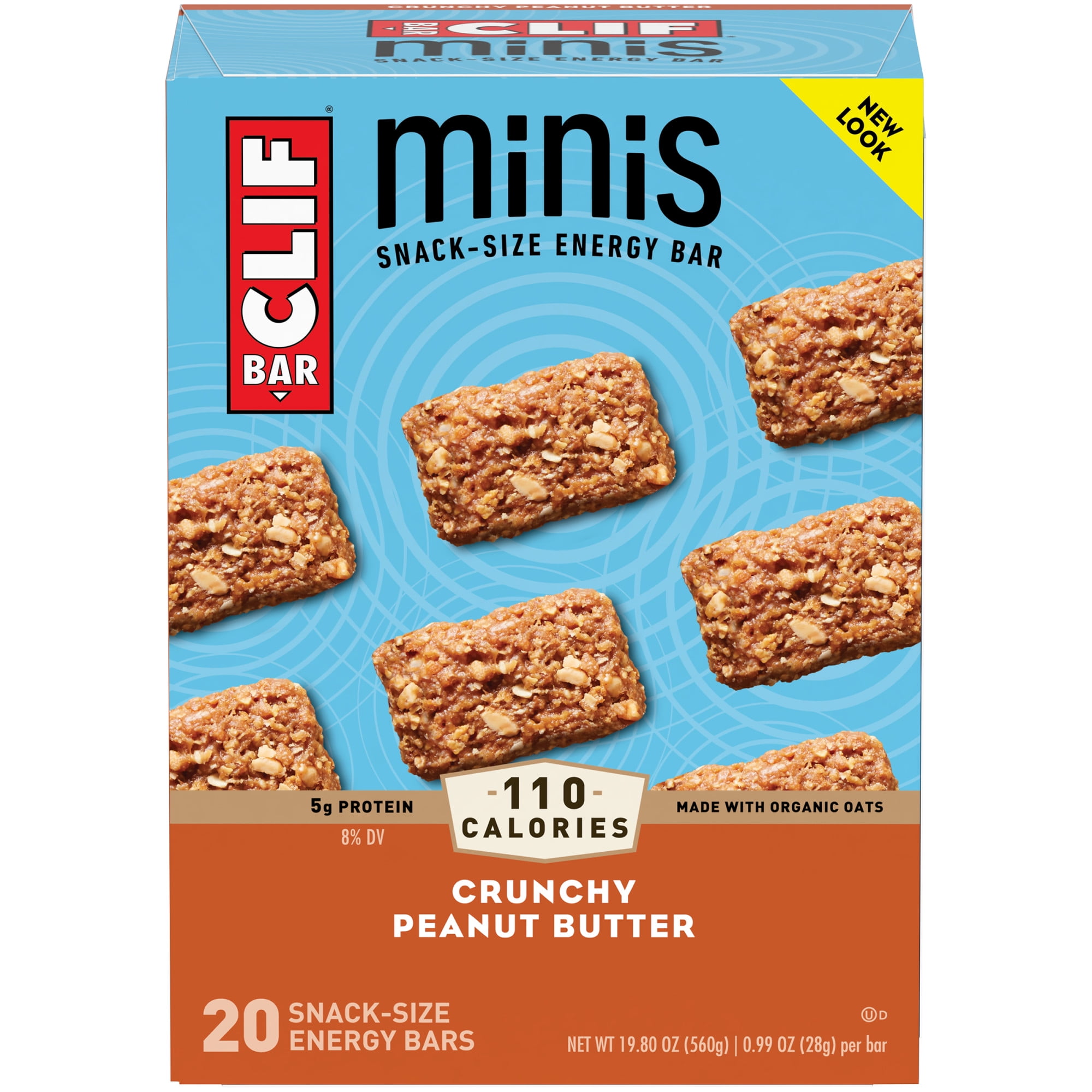 CLIF BAR Minis Energy Bars, Crunchy Peanut Butter, 5g Protein Bar, 20