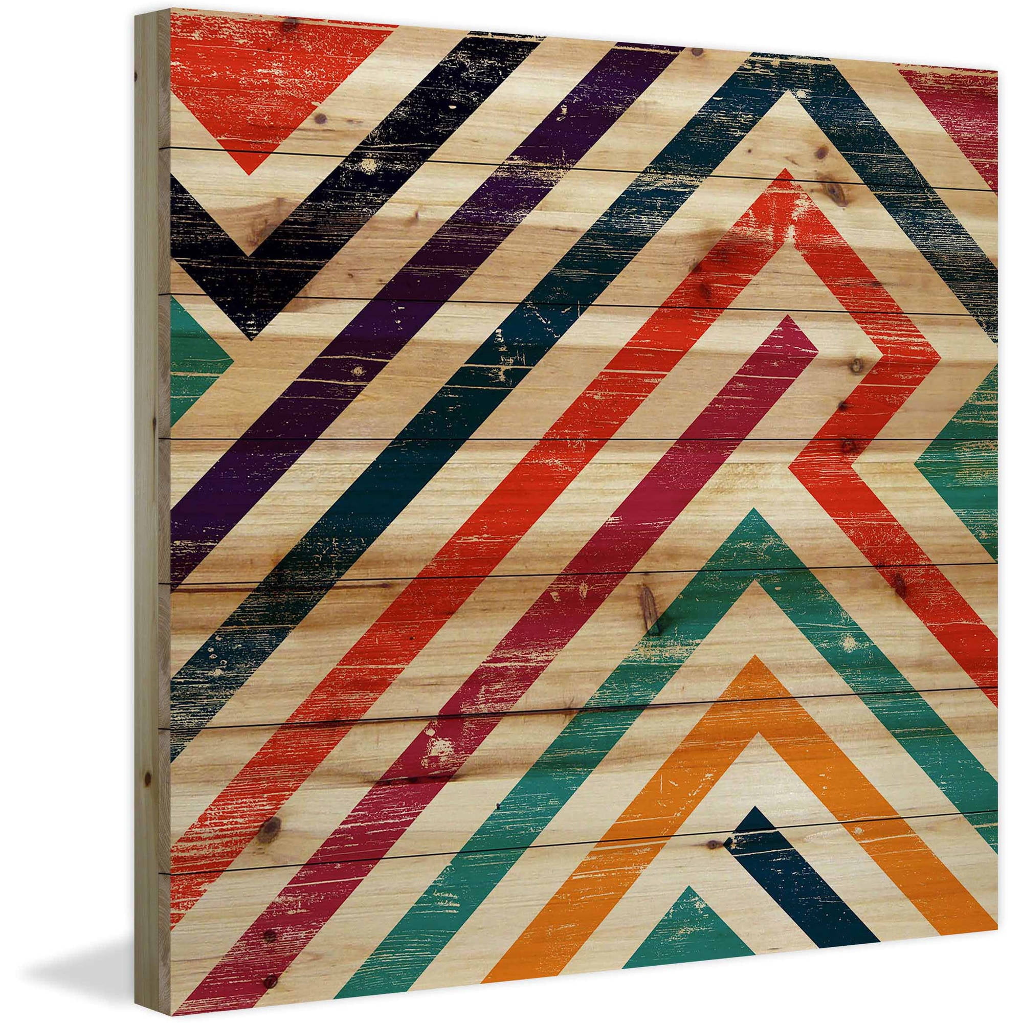 "Paths of Color" Painting Print on Natural Pine Wood