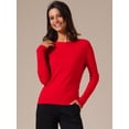thumbnail image 3 of DARING DIVA Women's Boat Neck Long Sleeve Ribbed Sweaters M Red, 3 of 6