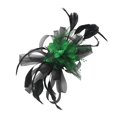 thumbnail image 2 of CXHEGBEJ Fascinators Hat for Women Bride Tea Party Pull On Headband Kentucky Derby Wedding Flower Cocktail Mesh Feathers Hair Clip Headdress Green, 2 of 4