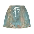 thumbnail image 4 of IROINNID Drawstring Shorts for Women Summer (Not Positioned) Printed Multi Pocket Lace Up Shorts Pants,Blue, 4 of 5