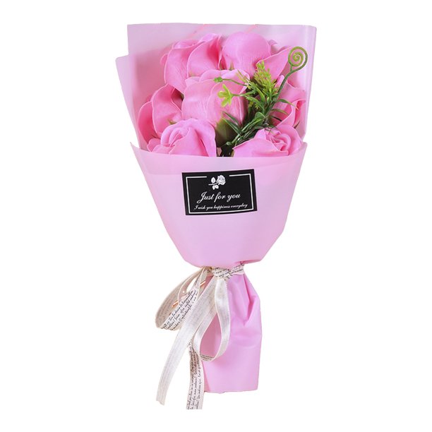 Ramo de rosas artificiales de 7 cabezas, hecho a mano, con pétalos de flores de jabón, ideal como decoración para aniversarios, cumpleaños, regalos para mujeres, madres, esposas y novias.