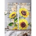 thumbnail image 3 of Sunflowers Sheer Curtains 84 Inch Length 2 Panels Set for Living Room/Bedroom, Botanical Floral Farmhouse Retro Wood Grain Curtain Sheers Drapes Rod Pocket Curtains Window Treatment Set 52''x84''x2, 3 of 7