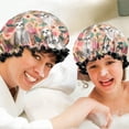 thumbnail image 6 of Shower Caps,Shih Tzu Dog and Pioneer Flower Waterproof Shower Cap for Women 4 Pieces,Double Reusable Hair Cover for Shower PEVA Elastic Stretch Hem, 6 of 7