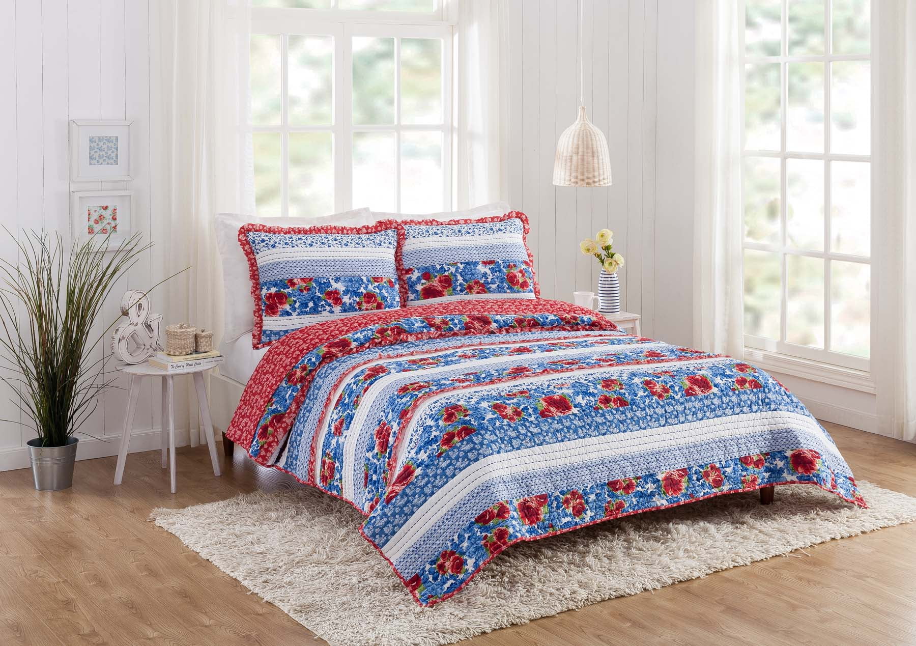 The Pioneer Woman Blue Heritage Floral 2-Piece Cotton KIng Sham Set 