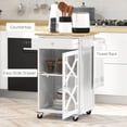 thumbnail image 3 of White Kitchen Cart on Wheels with Drawer & Glass Door - Rolling Island, Adjustable Shelf, Towel Rack - Ideal for Kitchen, Dining & Living Room Storage, 3 of 7