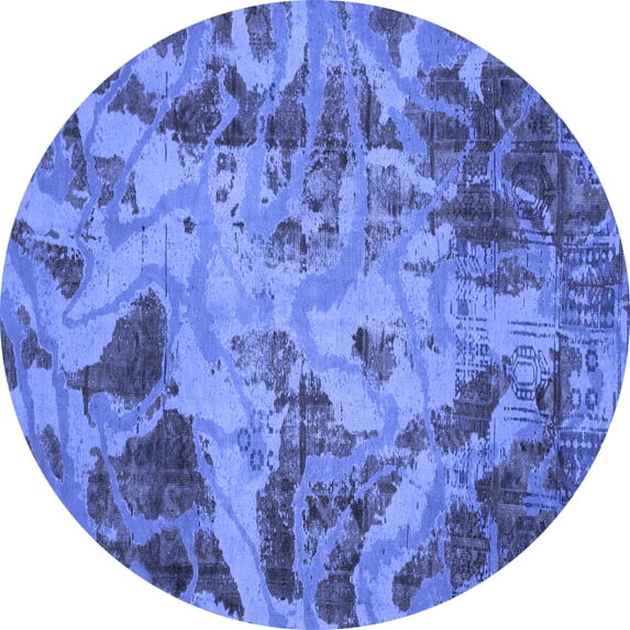 Ahgly Company Machine Washable Indoor Round Persian Blue Bohemian Area Rugs, 5' Round