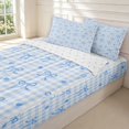 thumbnail image 3 of Manfei Modern Checkered Zipper Full Size Comforter Sets with Fitted Sheet and 2 Pillowcases,Cute Bow Zipper Bedding Set,Blue,Reversible,4pcs, 3 of 8