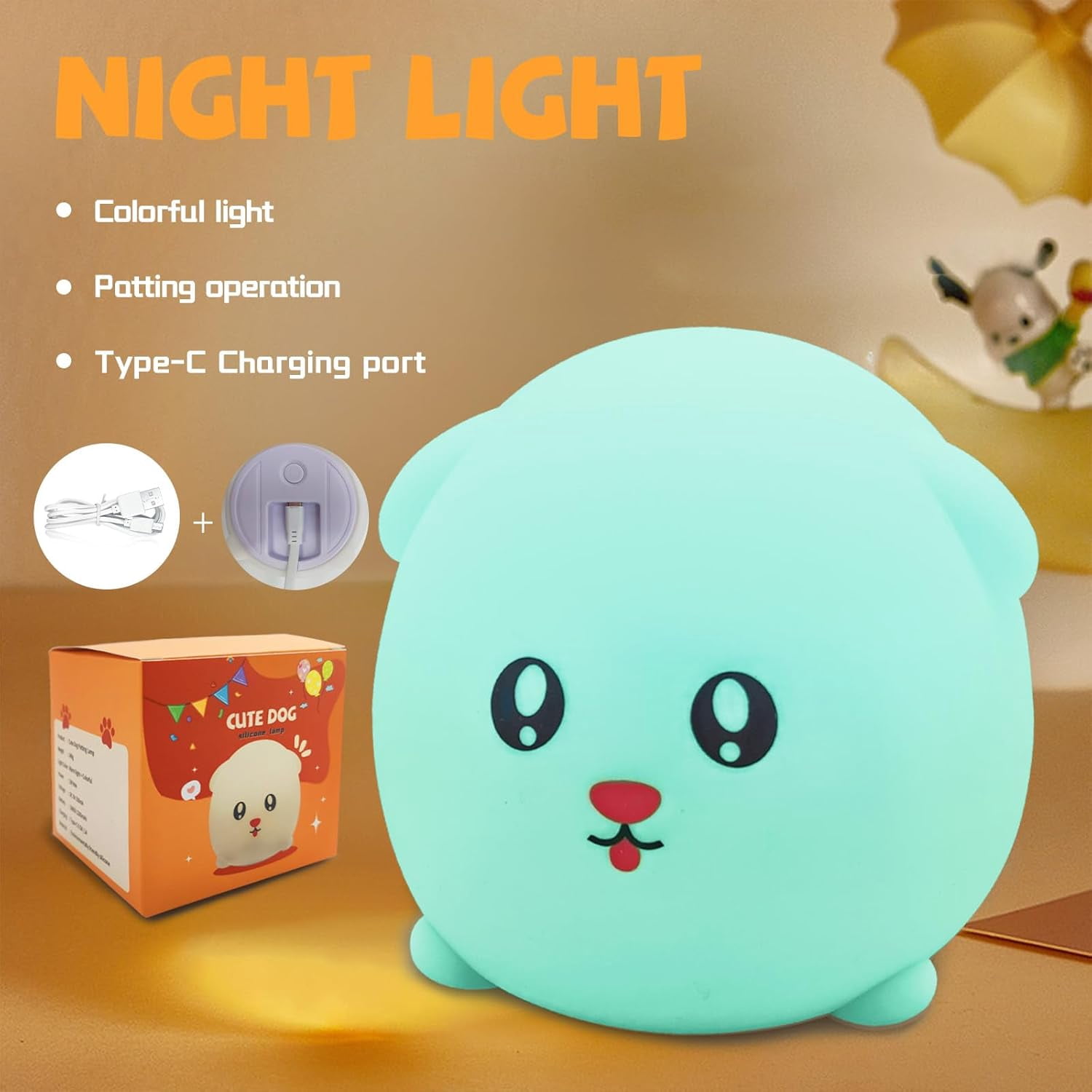 RGHJAR-Ambient Lighting for Indoor/Outdoor, Camping Lantern Rechargeable, 7 Colour Portable Lamp for Home Party, Top Control