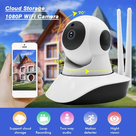 Baby Monitor With Tv 1080P Wireless Wifi Smart IP Camera Home Security Camera Baby Monitor Motion Detection IR Night Light Cloud Storage, Two-way Audio,White ()