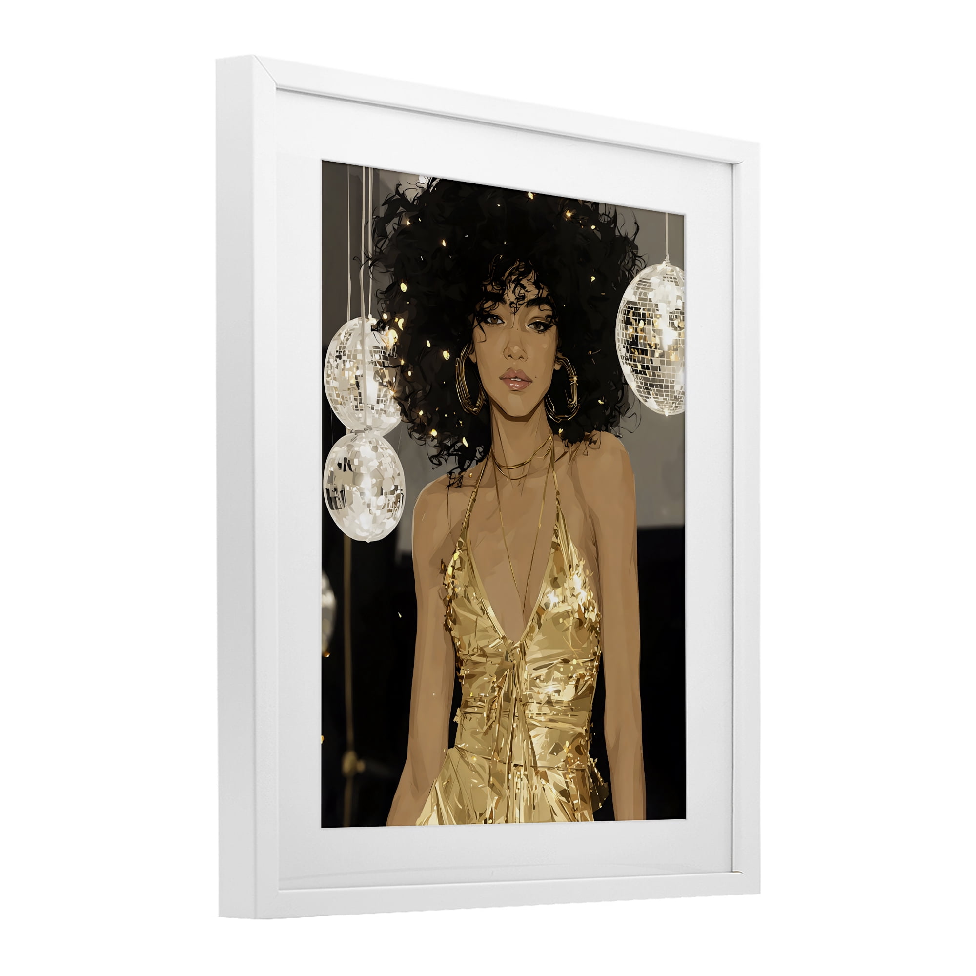 Stupell Industries Golden Disco Dream Party White Framed Print Under Glass, design by Franklyn Gregory