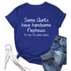 thumbnail image 3 of Camiseta holgada informal, manga corta, letras blancas, cuello redondo, perfecta para el hogar, la oficina, salidas, deportes - Talla S Camiseta gráfica retro azul para mujer, 3 of 5
