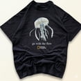 thumbnail image 2 of National Geographic Jellyfish "Go With The Flow" t-shirt, Vintage Style Jellyfish Graphic Crewneck, Ocean Lover Gift, 2 of 4