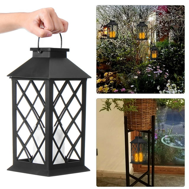 Waterproof Solar Powered Garden Lights Rechargeable Solar Lantern Light Outdoor LED Light Candle Lantern Hanging Lamp Home Garden Decor