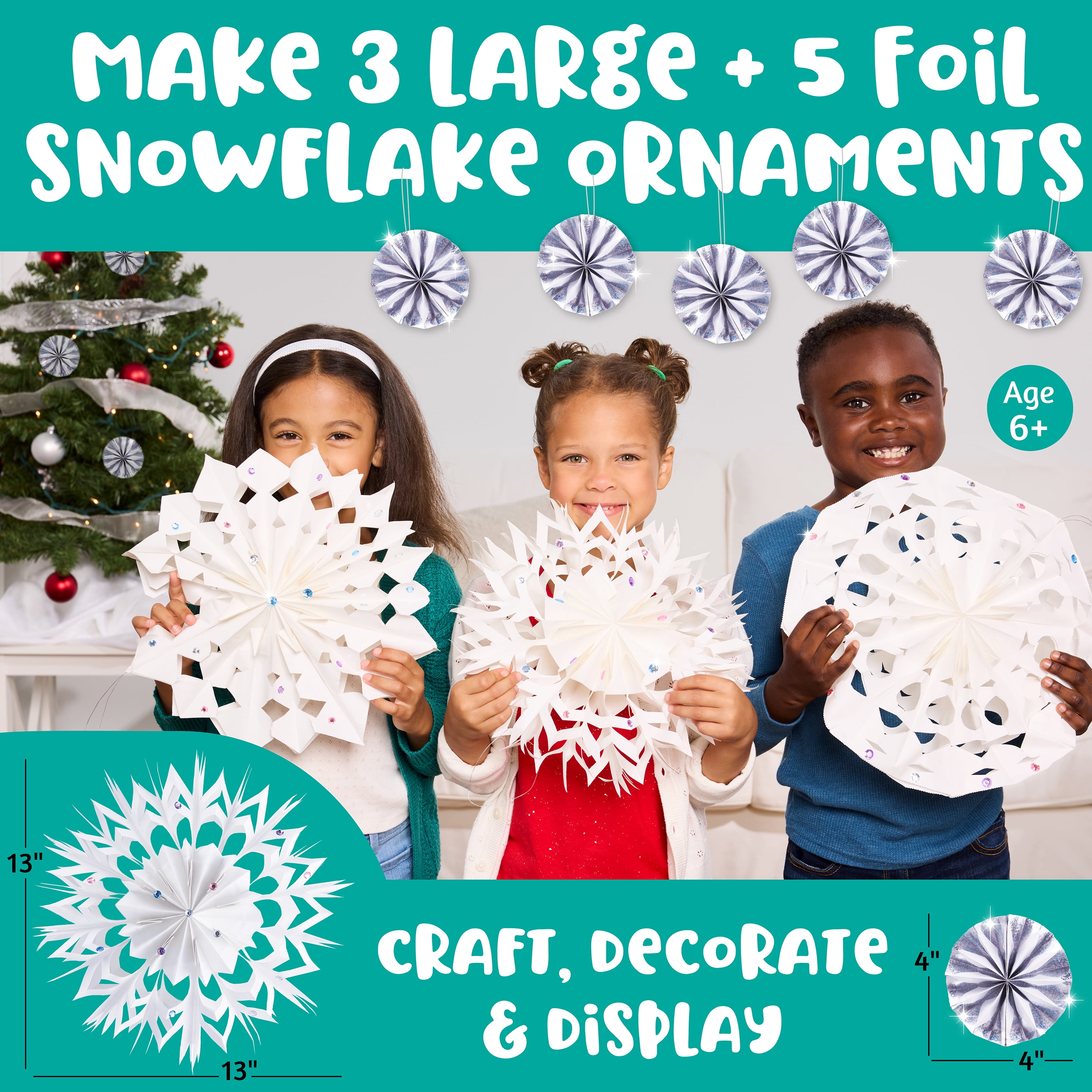 Creativity for Kids Make Your Own Snowflake Ornaments Kit | Create 8 DIY Paper & Foil Snowflakes (Ages 6+)