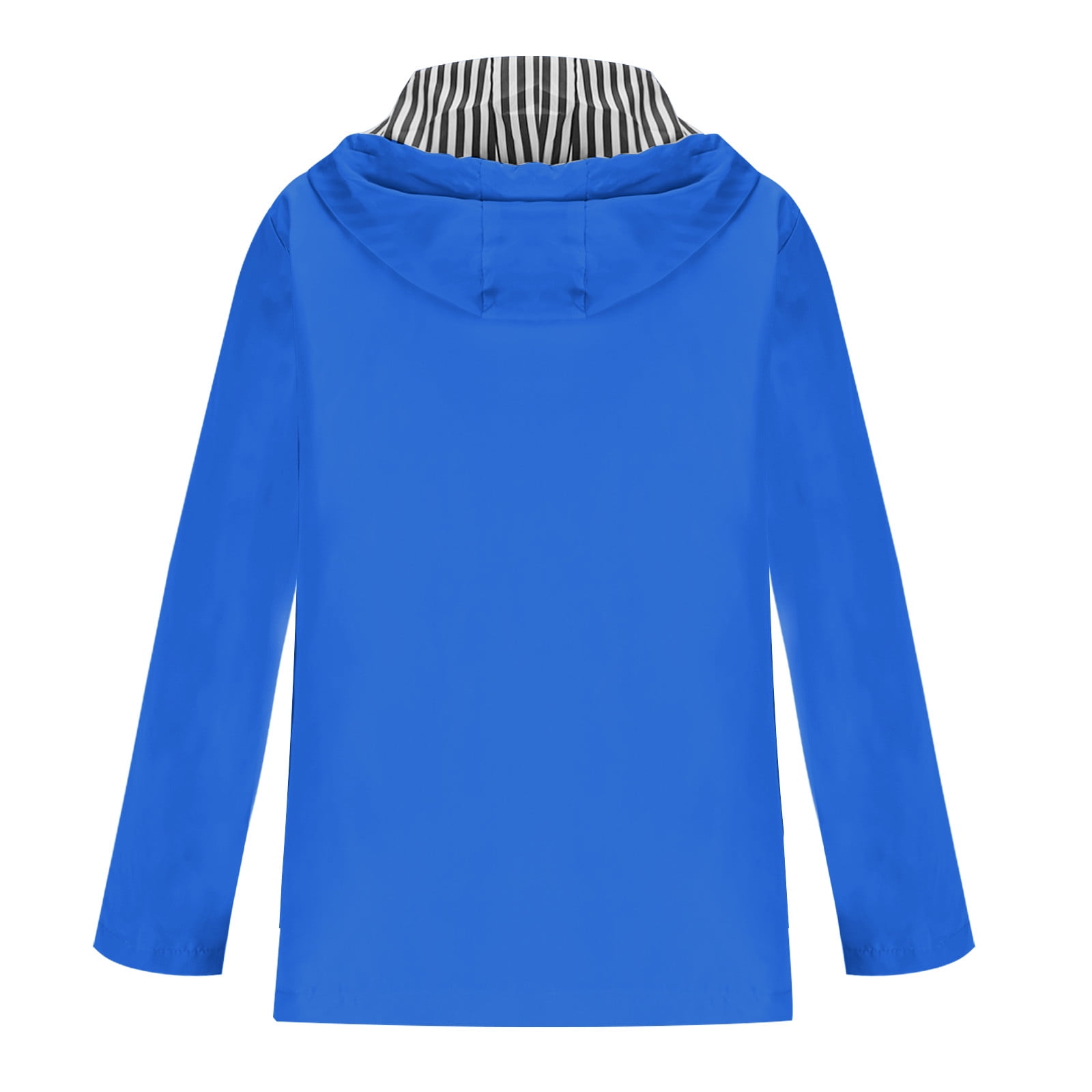 Womens Plus Size Rain Coats with Hooded and Pockets S-5X Jackets Solid Snap-Zipper Up Waterproof Long Sleeve Workout Outerwear Raincoat
