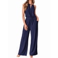 thumbnail image 2 of Women'S Hollow Out Halter Neck Sleeveless Top & Wide Leg Pants, Summer Casual Outfit Set XL, 2 of 9