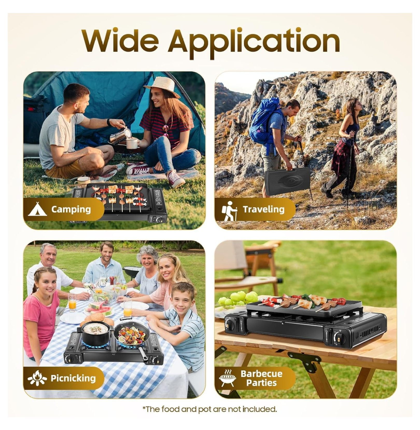 XYX Portable Butane , Propane Stove 2 Burner Propane Gas Stove, Double Auto Ignition Camping Burner LPG for RV, Apartments, Motorhome, Outdoor, Indoor