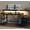Black Willow Wood, variant on Home Office Desk with LED Light & Power Outlets, 63 inch Computer Desk with Monitor Stand and Printer Space, Gaming Desk with Drawers and Storage Shelves for Study Writing Working, Black