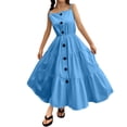 thumbnail image 1 of Robes pour Tout-Petits Enfants Filles Été Robe Décontractée Bretelles Spaghetti Robe Tournante Robe Enfant Fille Bleu Ciel 12 Ans-13 Ans, 1 of 7