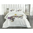 thumbnail image 3 of Ambesonne Dragon Quilted Bedspread Set 3 Pcs, East Beast, King Size, Grey Violet Yellow, 3 of 5